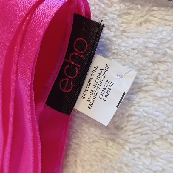 Echo Design 3 silk scarves dark gray, orange, pink new with tags - Picture 2 of 5